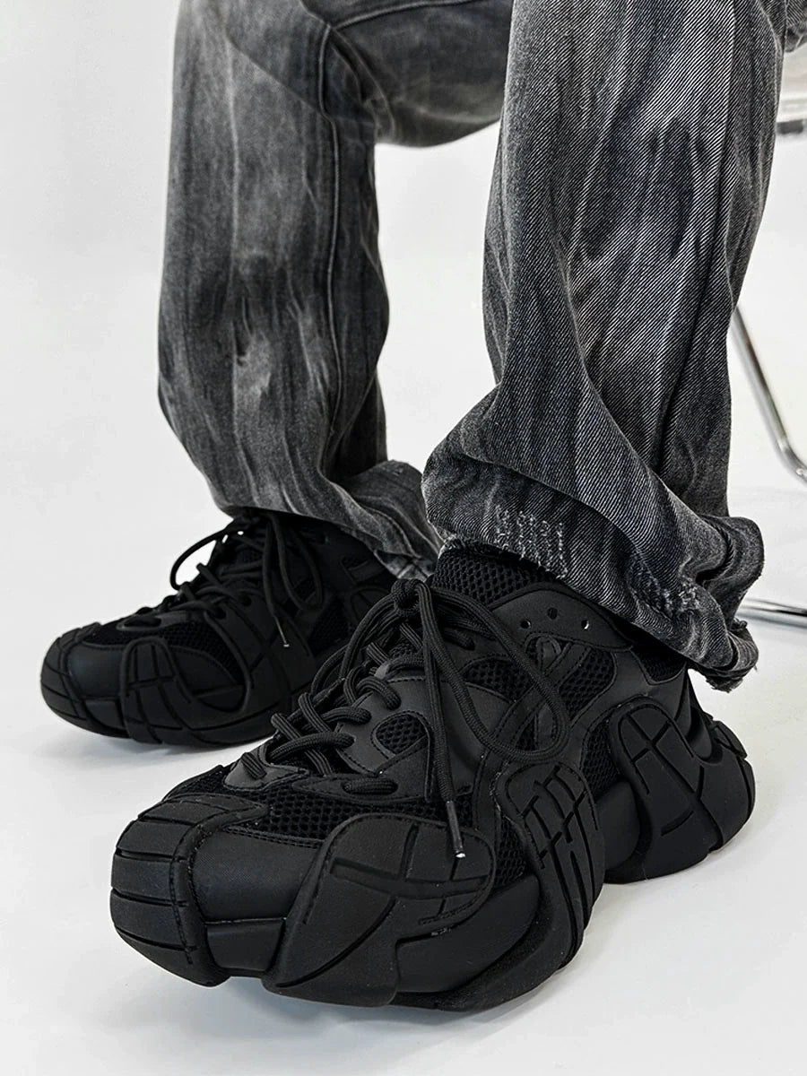 Chunky Sole Mesh Design Large Toe Shoes