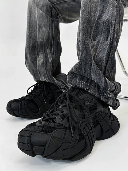 Chunky Sole Mesh Design Large Toe Shoes