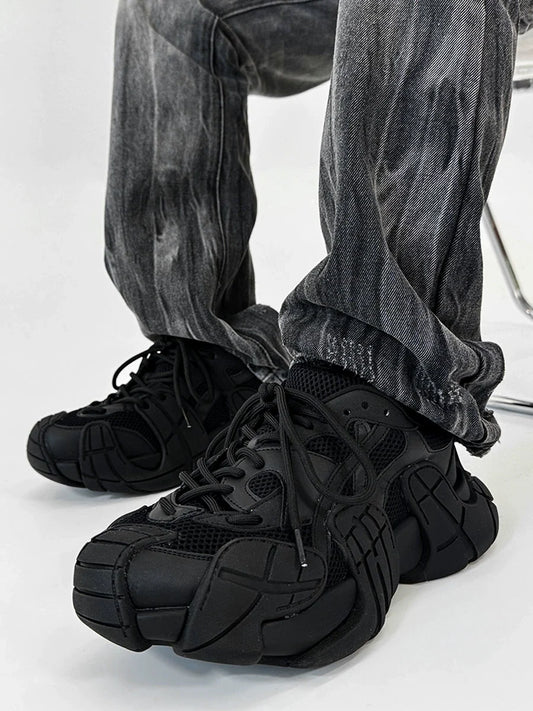 Chunky Sole Mesh Design Large Toe Shoes