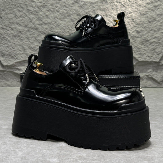 Patent Lace Up Platform Thick Sole Shoes