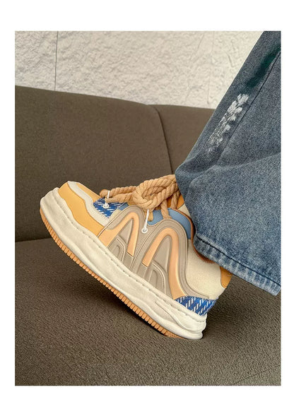 Chunky Rope Lace Thick Platform Sneakers