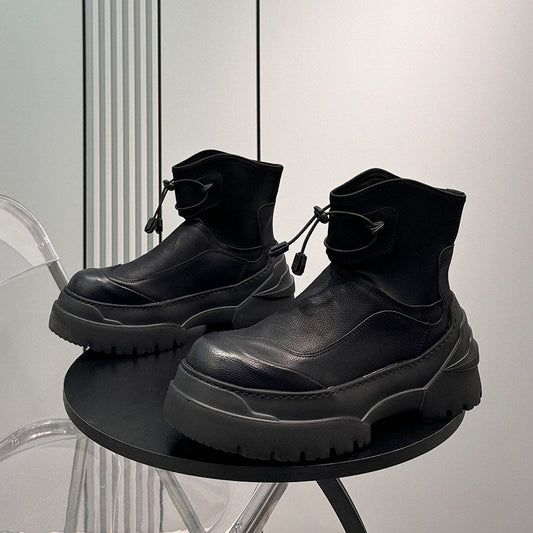 Drawstring Platform Thick Sole Short Boots WN24646