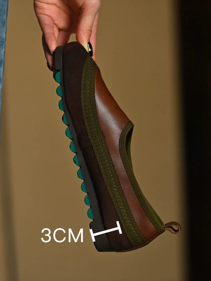 Brown Green Slip-On Comfort Shoes