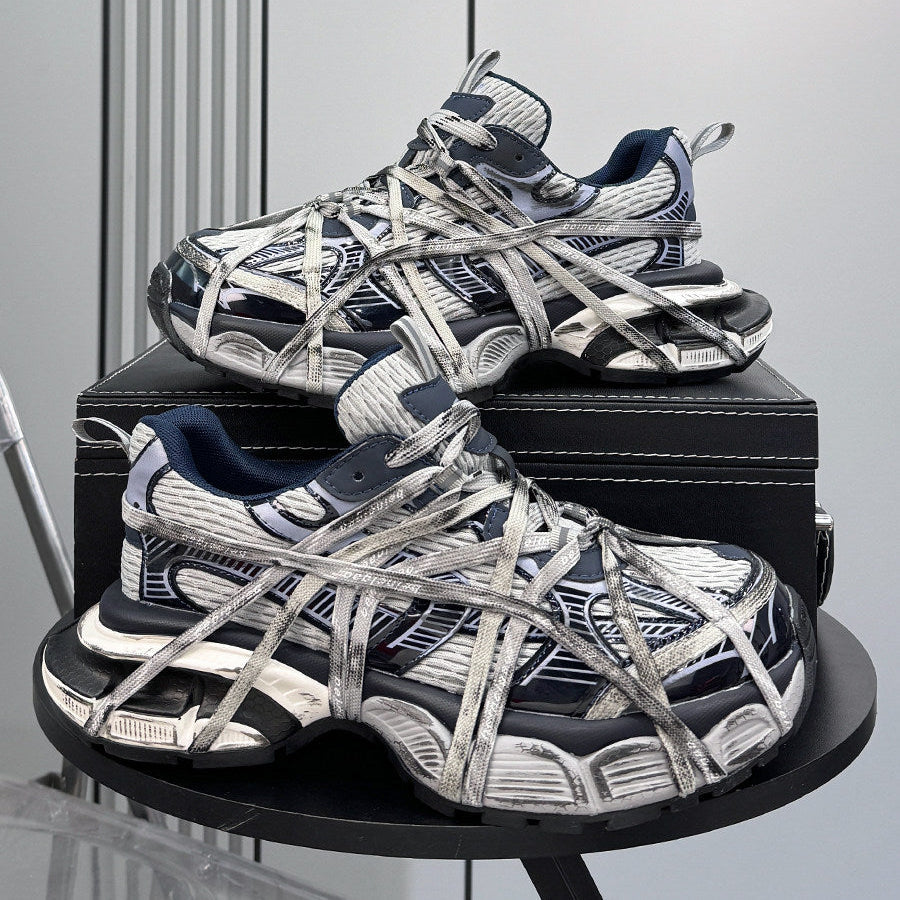 Metallic Strap Panel Chunky Sole Sneakers