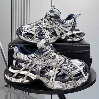 Metallic Strap Panel Chunky Sole Sneakers