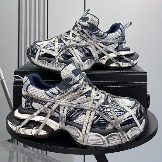 Metallic Strap Panel Chunky Sole Sneakers