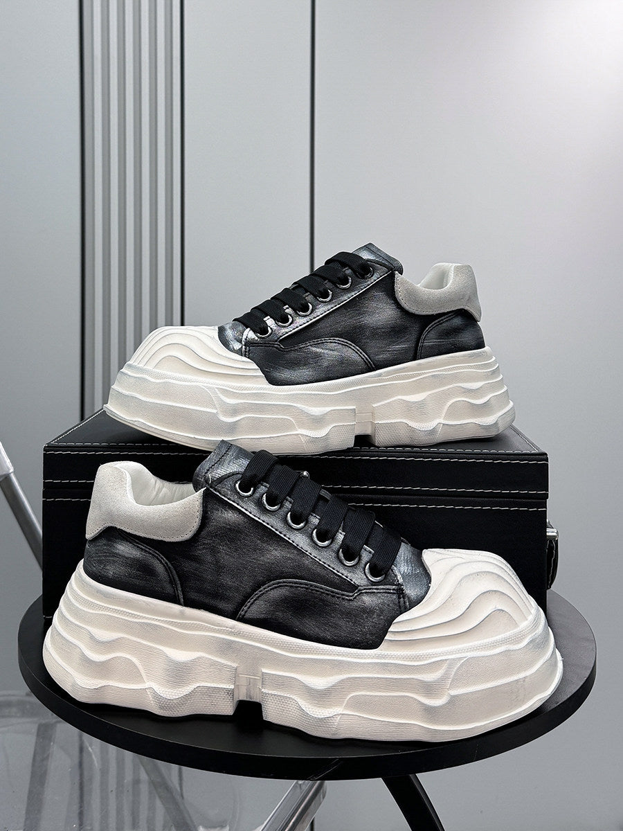 Washed Platform Chunky Sole Sneakers