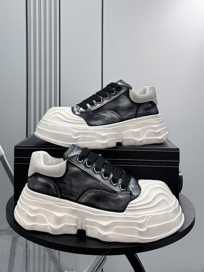 Washed Platform Chunky Sole Sneakers