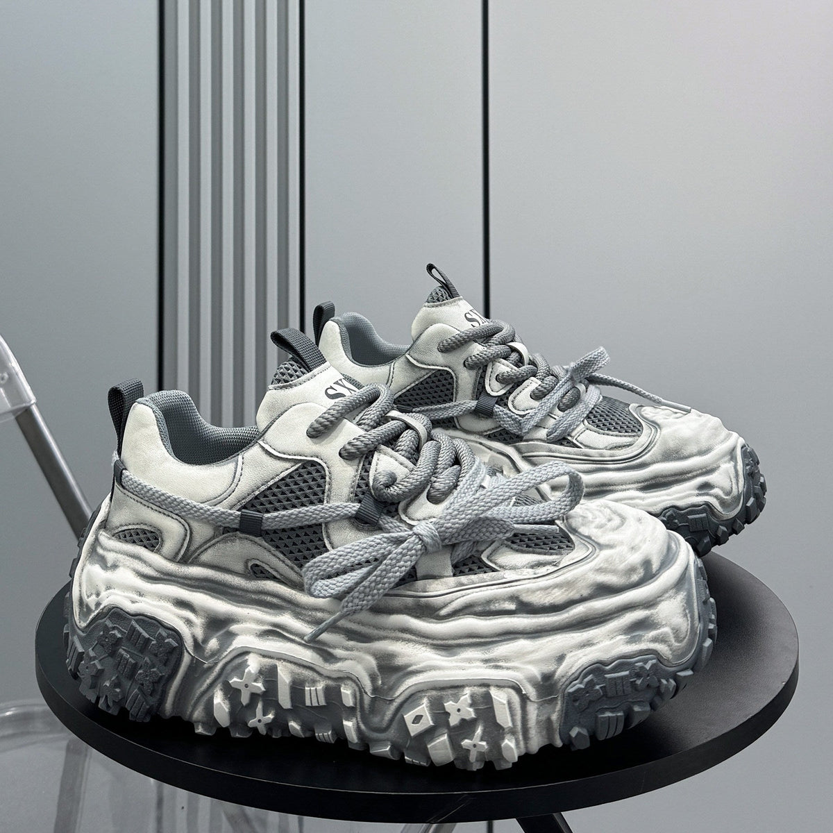 Mesh Platform Chunky Sole Sneakers