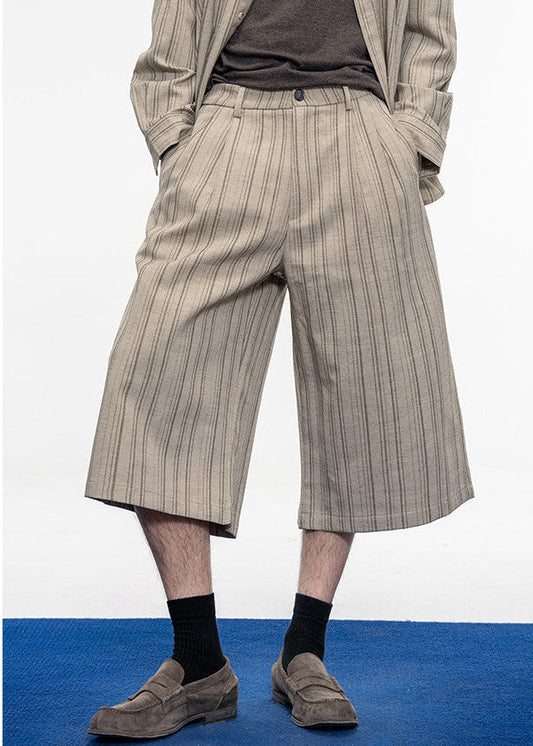 Drape-style Vertical Stripe Shirt Set