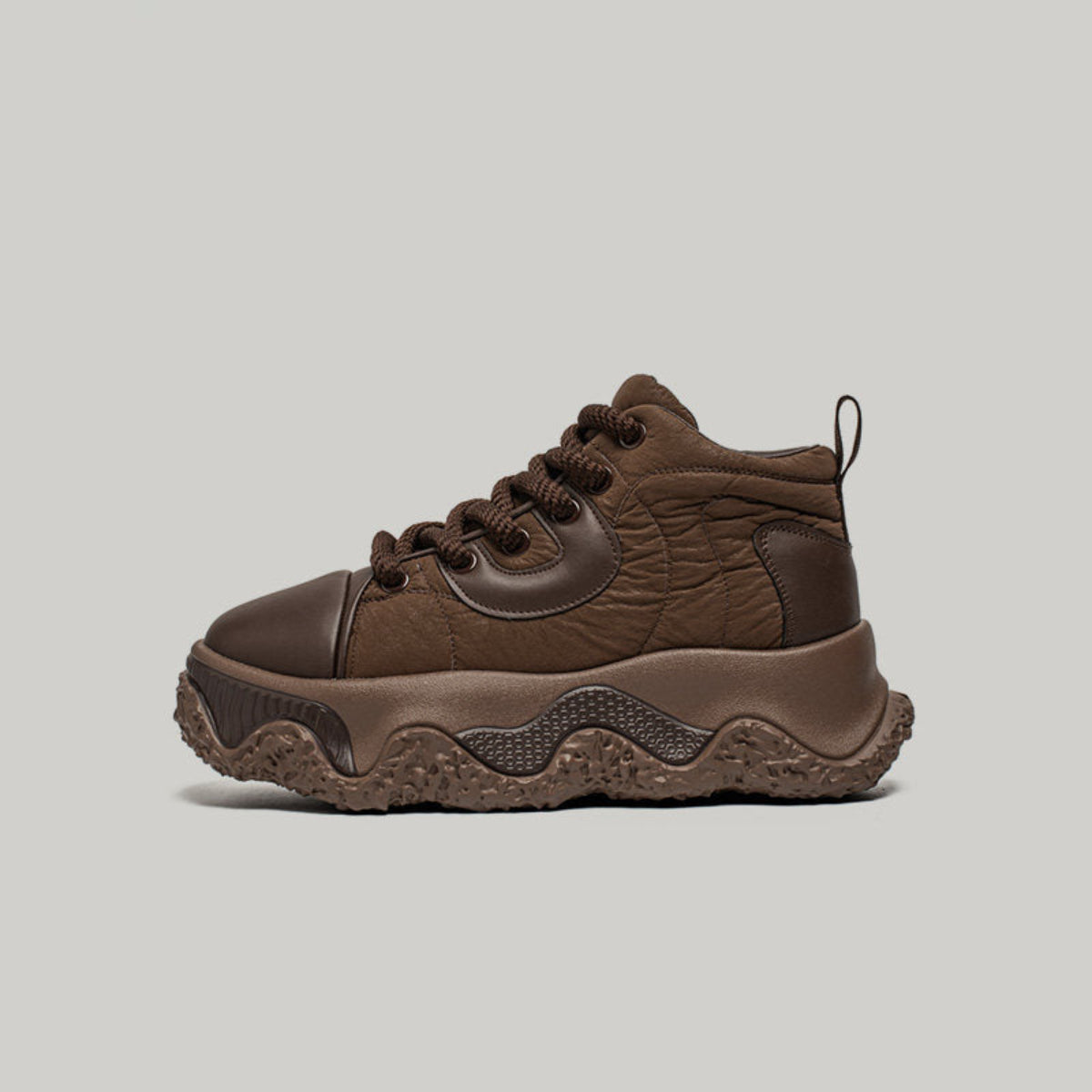 Wrinkled Panel Chunky High-Top Sneakers