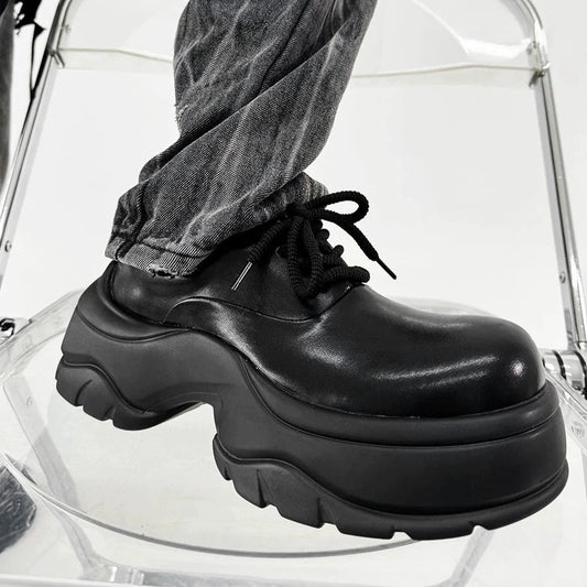 Chunky Sole Round Toe Leather Shoes