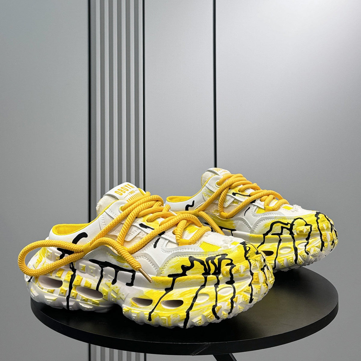 Chunky Platform Printed Lace-Up Sneaker Mules