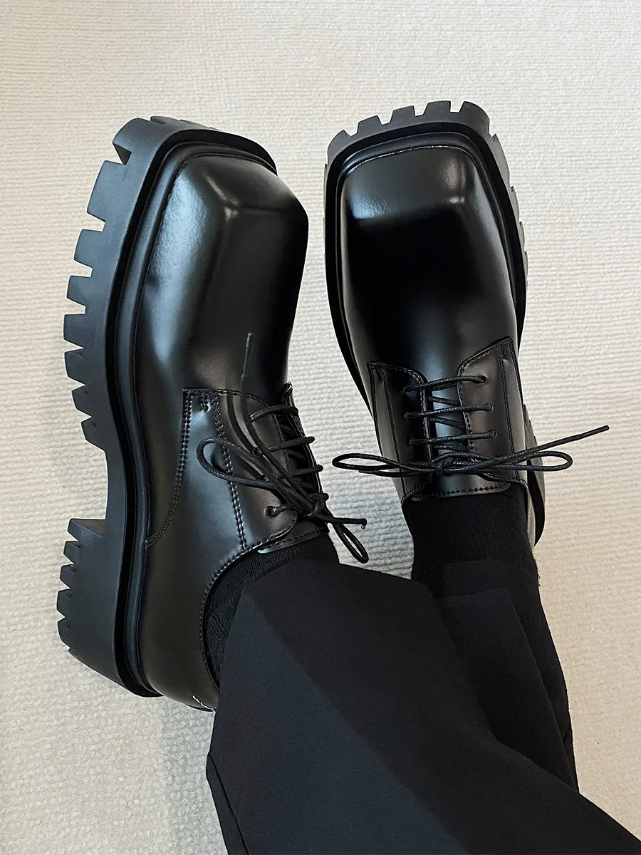 Square Toe Thick Sole Derby Shoes