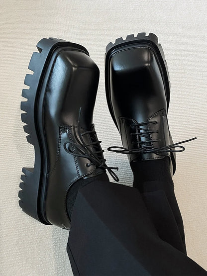 Square Toe Thick Sole Derby Shoes