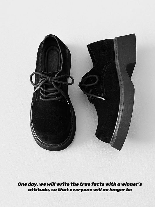 Suede Lace Up Thick Sole Shoes