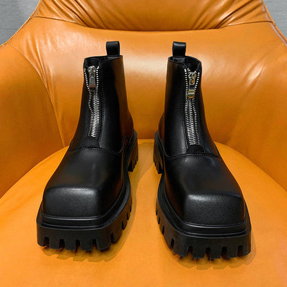 Front Zipper Combat Boots