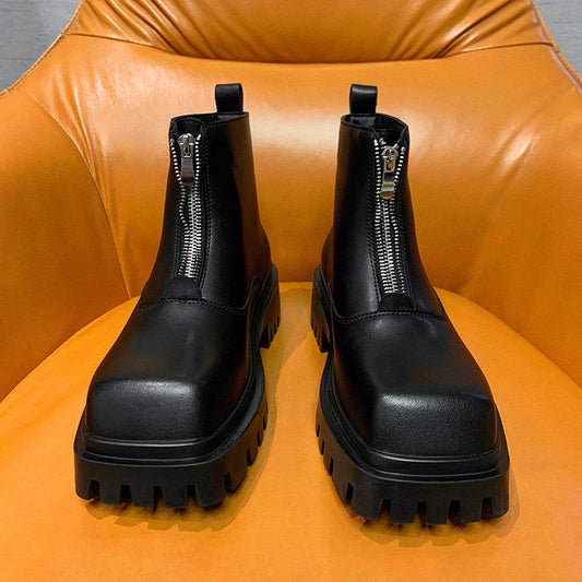 Front Zipper Combat Boots