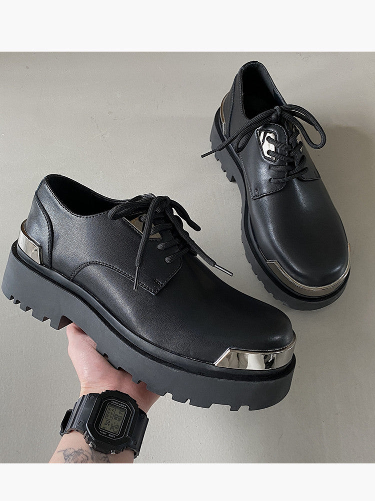 Chunky Platform Metal Toe Lace-Up Shoes