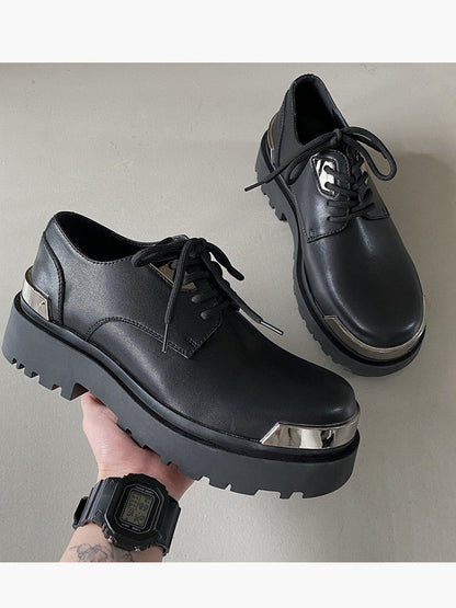 Chunky Platform Metal Toe Lace-Up Shoes