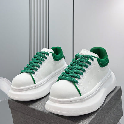 Round-Toe Platform Lace-Up Sneakers