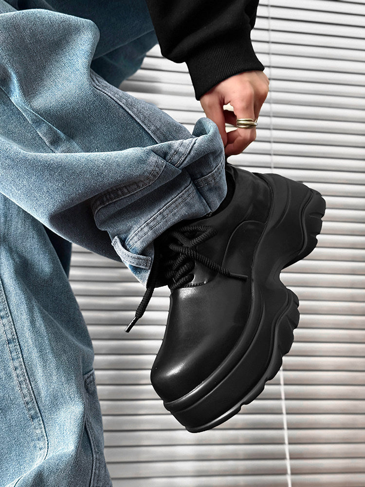 Platform Thick Sole Lace-Up Sneakers