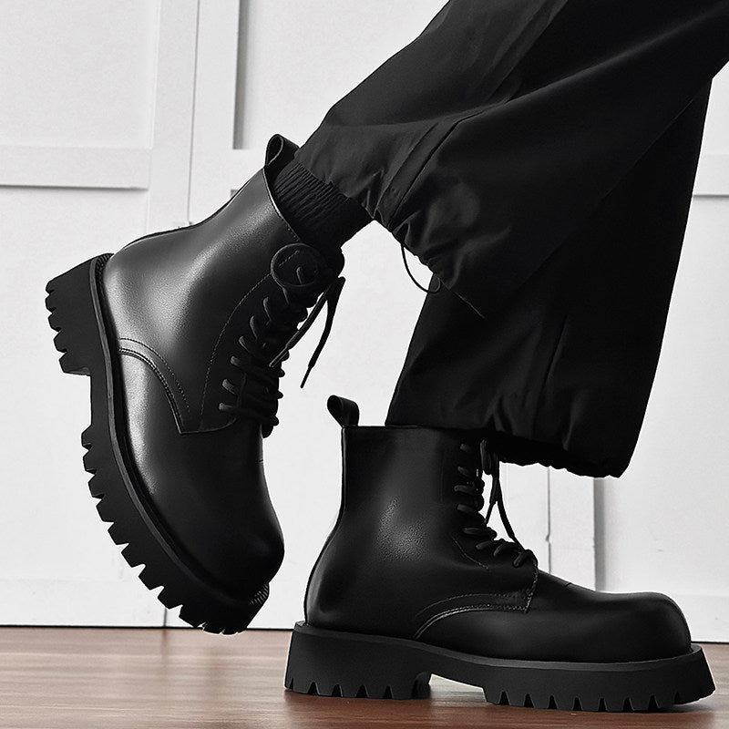 Chunky Lug Sole Platform Lace-Up Boots