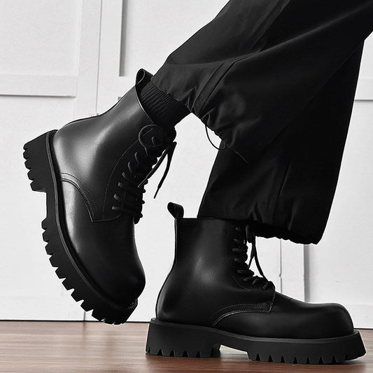 Chunky Lug Sole Platform Lace-Up Boots