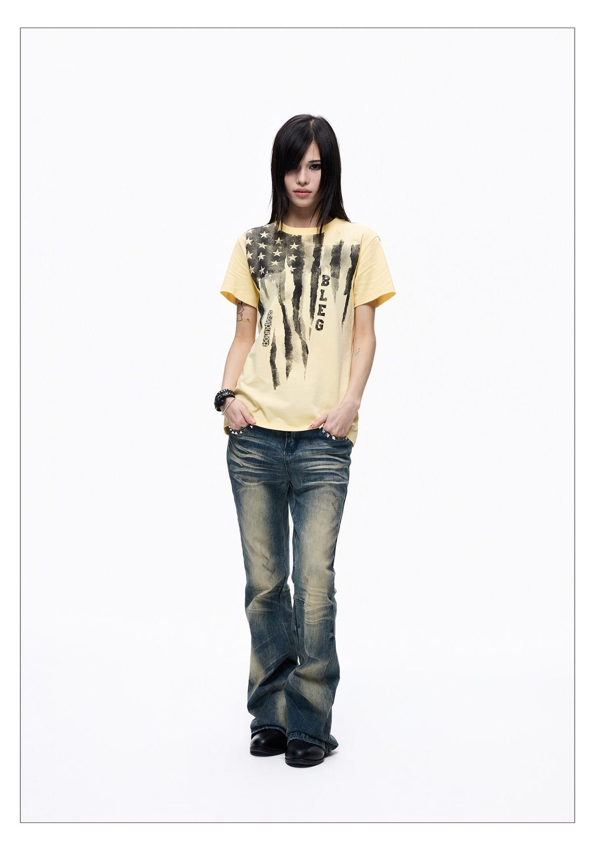 Washed Short-sleeve Slim-fit Cotton T-shirt