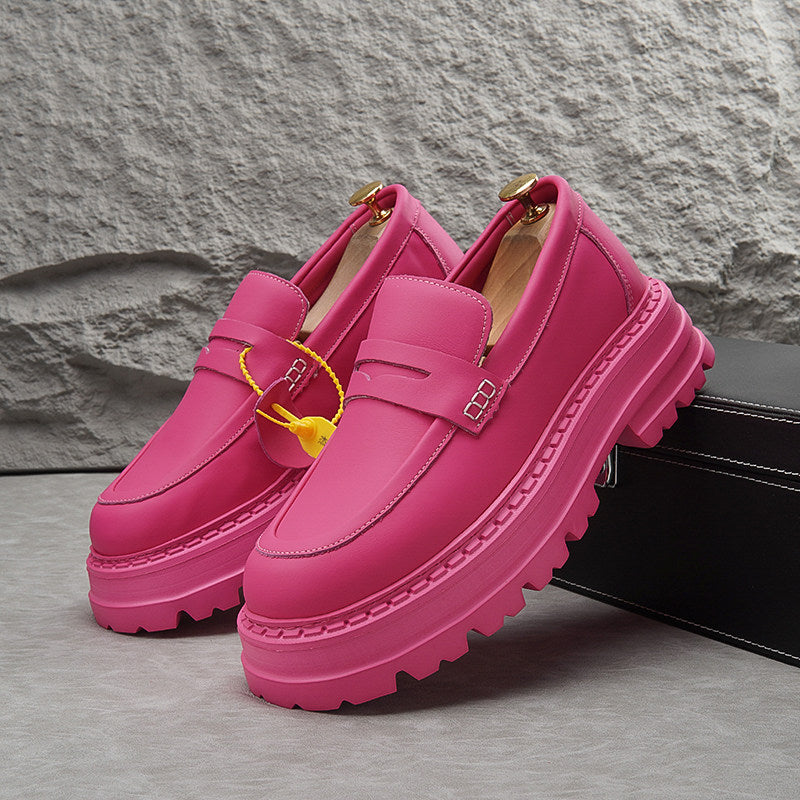 Leather Platform Height Increase Loafers