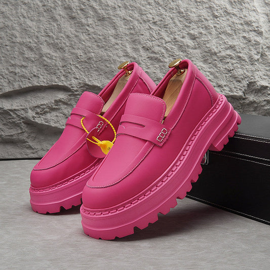 Leather Platform Height Increase Loafers