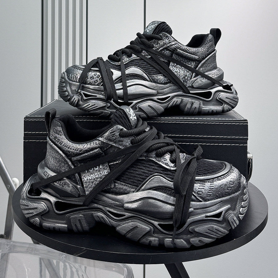 Platform Chunky Mesh Lace-Up Sneakers WN24827