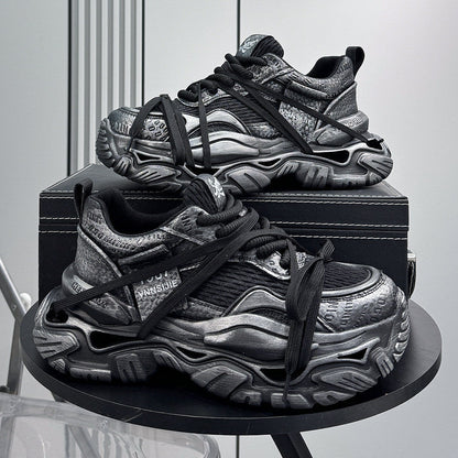 Platform Chunky Mesh Lace-Up Sneakers WN24827