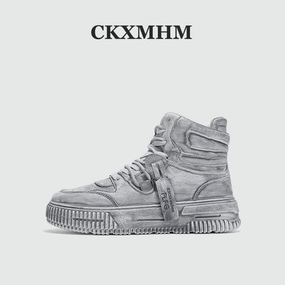 Leather Waterproof Korean Style High-Top Sneakers