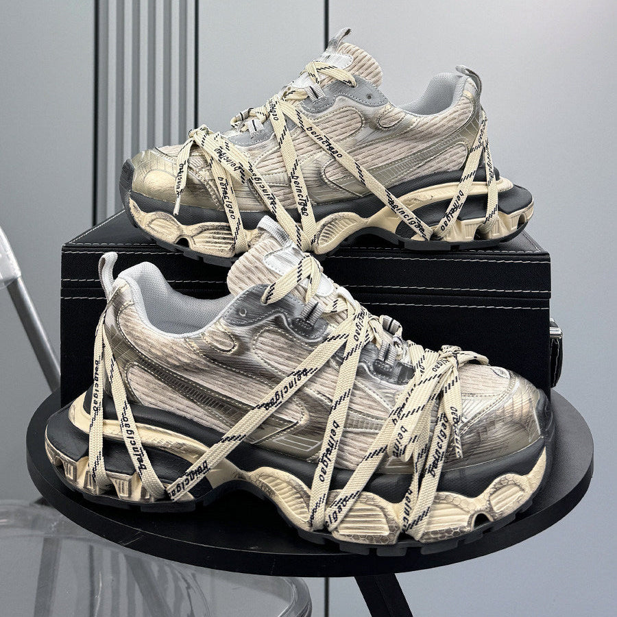 Chunky Platform Strappy Lace-Up Sneakers