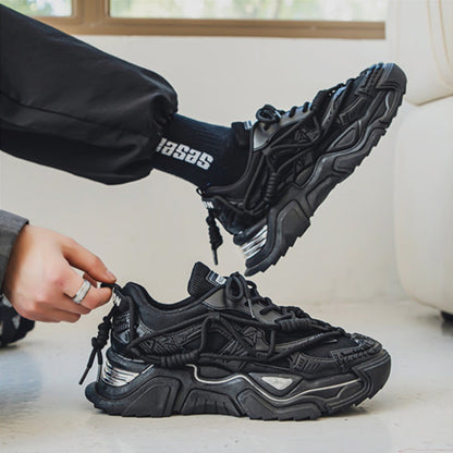 Layered Panel Chunky Lace-Up Sneakers