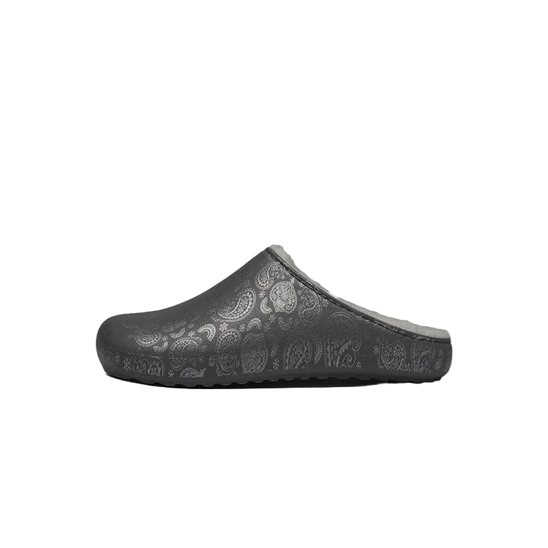 Paisley Print Fake Fur Lined Mules