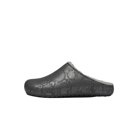 Paisley Print Fake Fur Lined Mules
