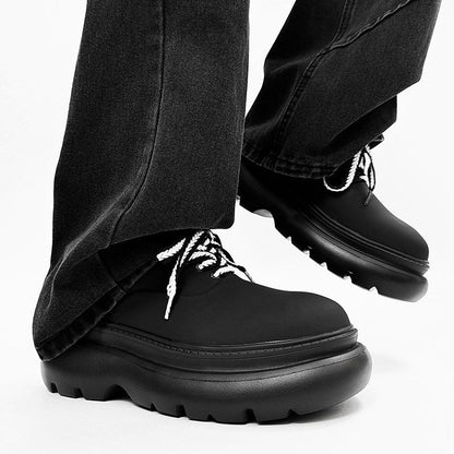 Chunky Platform Round Toe Lace-Up Shoes