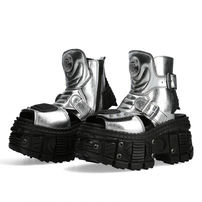 Chunky Sole Metallic Design Boots