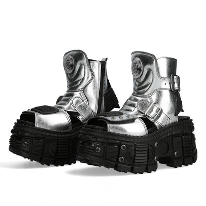 Chunky Sole Metallic Design Boots