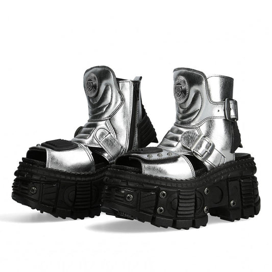 Chunky Sole Metallic Design Boots