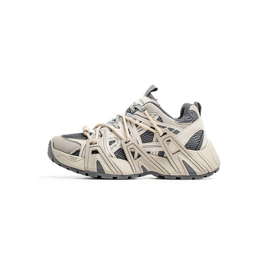 Mesh Panel Structured Chunky Lace-Up Sneakers