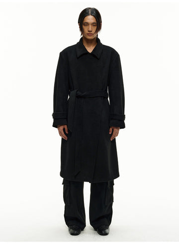 Lace-Up Wool Coat