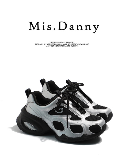Mesh Panel Chunky Lace-Up Sneakers