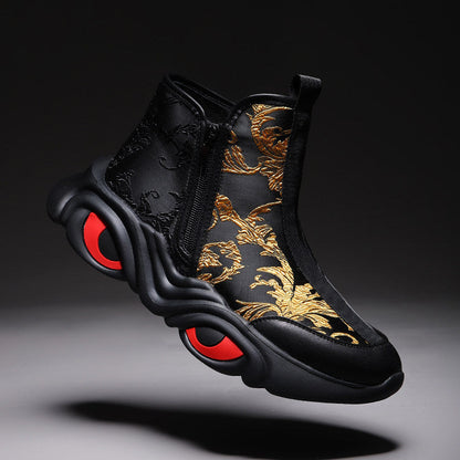 Cloud Embroidery High-Top Boots