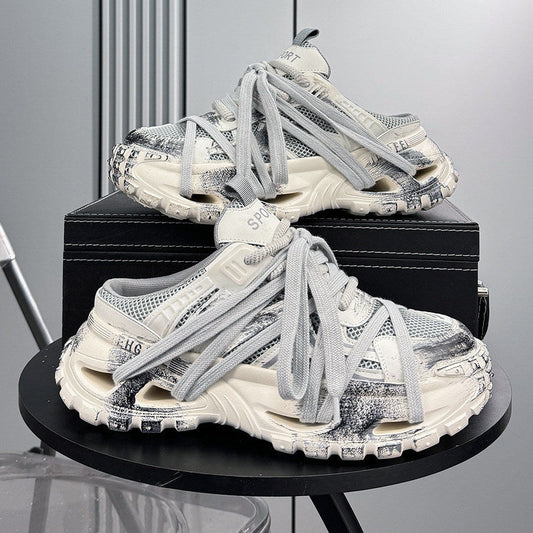 Paint Splash Strap Chunky Sole Slip-On Shoes