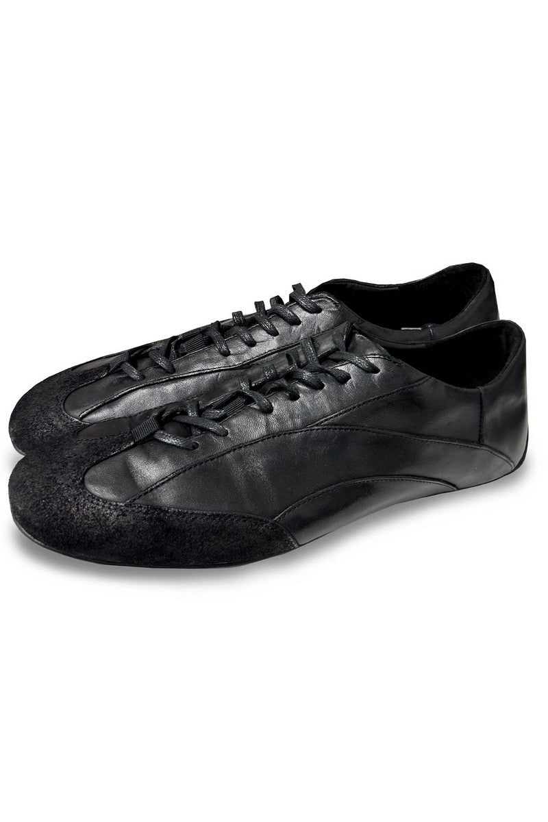Washed Leather Trainer Shoes