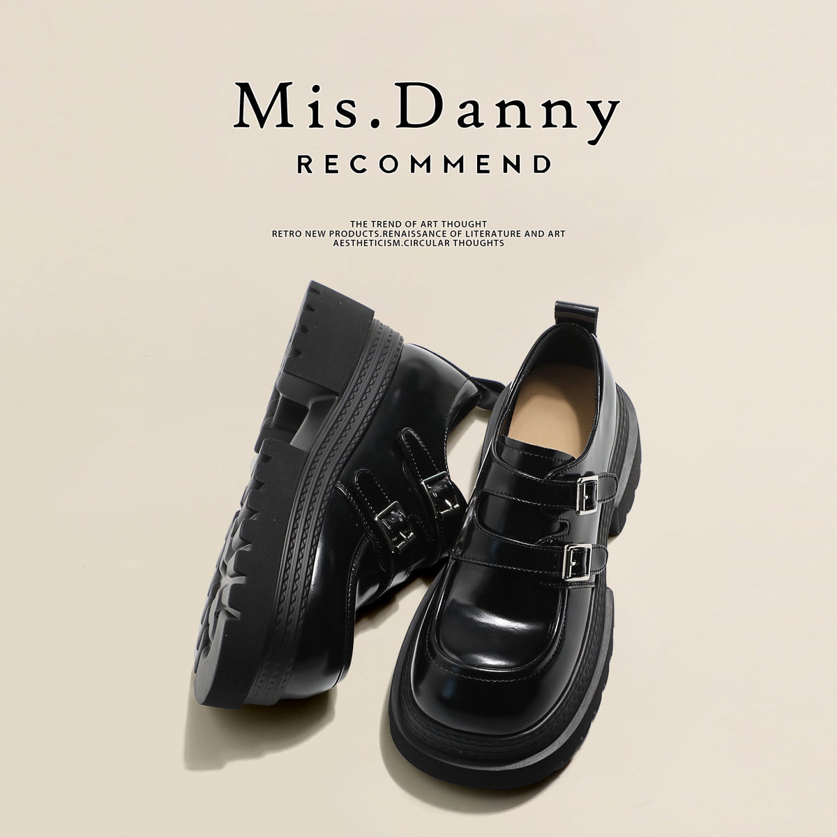 Double Metal Buckle Thick Sole Platform Loafers