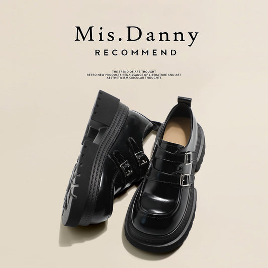 Double Metal Buckle Thick Sole Platform Loafers